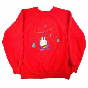 Vintage Ski Geese Sweatshirt Mens Size Small Red 80s Ski Lift Made In USA
